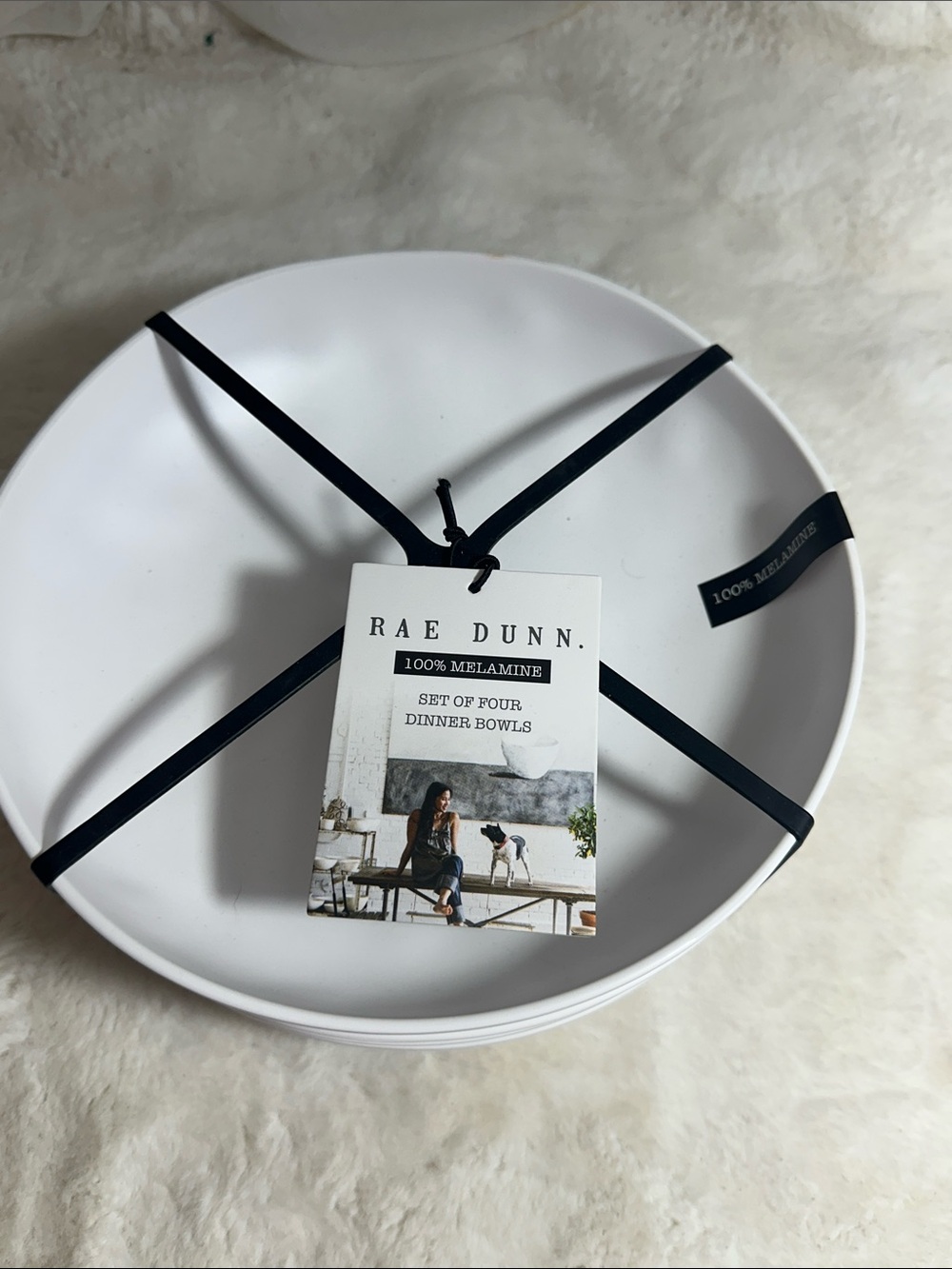 Rae Dunn Bon Appetit 100% melamine set of 4 dinner bowls